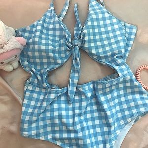 One piece gingham swim suit